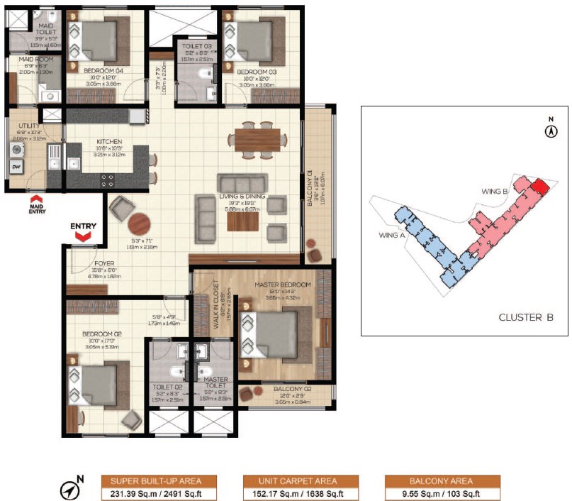 Brigade Valencia 4 BHK Floor Plan Variant 2
